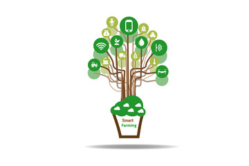 Internet of things(agriculture concept),smart farming, smart agriculture.Icon of smart farming,illustration