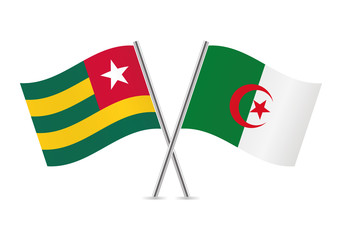 Togo and Algeria flags. Vector illustration.