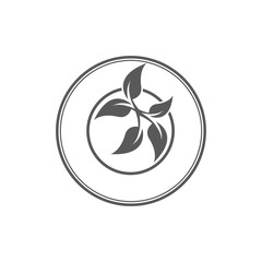 Abstract vector circle pattern with leaves, decorative element