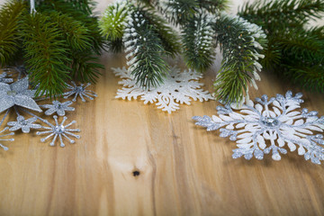 Christmas ornaments and fir branches