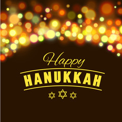 Happy Hanukkah greeting card with hand-drawn calligraphy designed text.