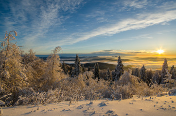 Wschód słońca z Jaworzyny Krynickiej 1114 m.n.p.m ,Beskid  Sądecki,małopolska.