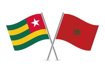 Togo and Morocco flags. Vector illustration.