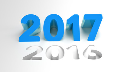 3D rendering blue 2017 new year eve illustration