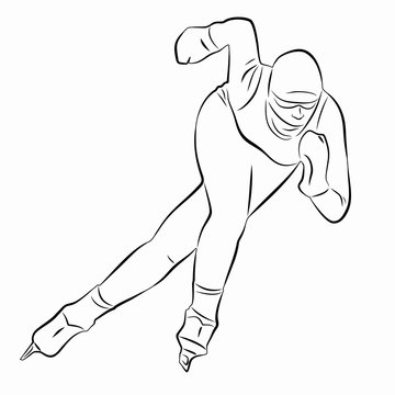 silhouette of a speed skater. vector drawing