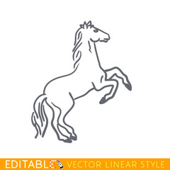 Fototapeta na wymiar Prancing horse icon. Editable outline sketch. Stock vector illustration.