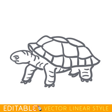 Turtle icon. Editable outline sketch. Stock vector illustration.