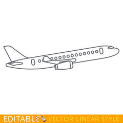 Fototapeta na wymiar Airliner. Editable outline sketch. Stock vector illustration.