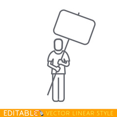 Man or woman holding blank protest board.