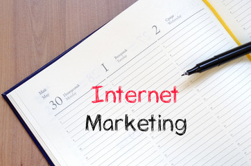 Internet marketing text concept on notebook