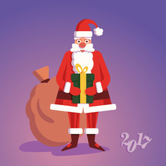 Christmas Santa Claus with gift on background card