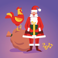 Christmas Santa Claus with gift on background card