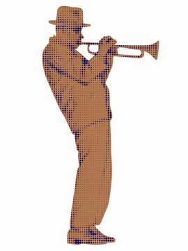 silhouette of a trumpet player. vector drawing