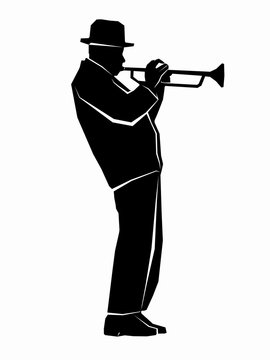 silhouette of a trumpet player. vector drawing
