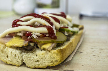 Cheese-baked sandwich.