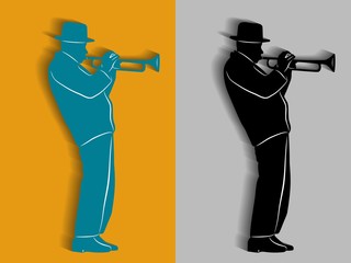 silhouette of a trumpet player. vector drawing