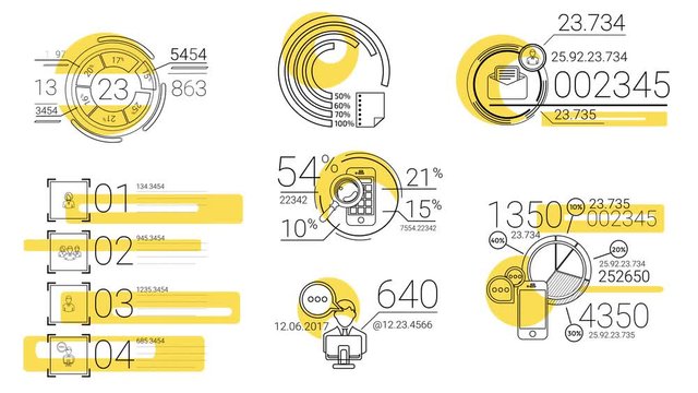Infographic Elements In The Line Style. Yellow Spot