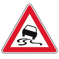 Schild Achtung Auto Rutschgefahr