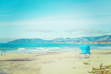 lifeguard tower in Pismo Beach in vintage tone