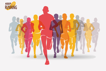 running people set of silhouettes, sport and activity  backgroun - 127606489