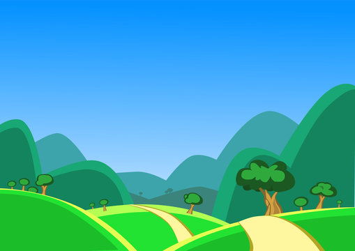Vector forest landscape with a path