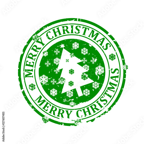 Download "Damaged round green stamp with the words - Merry ...