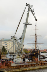 Industrial crane at work.
