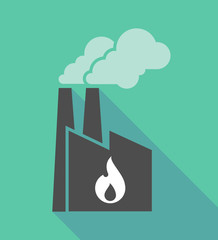 Factory icon with a flame