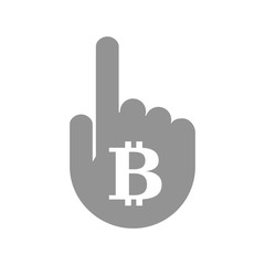 Isolated hand with a bit coin sign