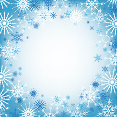 Naklejka na ściany i meble Vector snowflake blue winter background, snow christmas backdrop