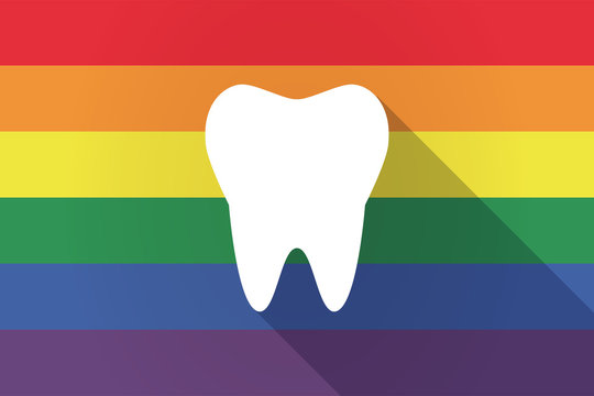 Long shadow lgbt flag with a tooth