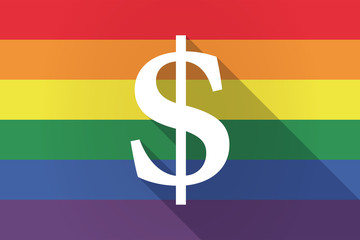 Long shadow lgbt flag with a dollar sign