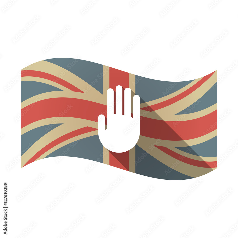 Sticker isolated uk flag with a hand