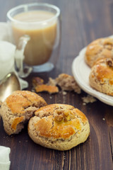 walnut cookies with cup of coffee