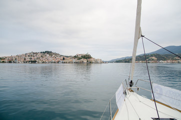 View from yacht to greek islands