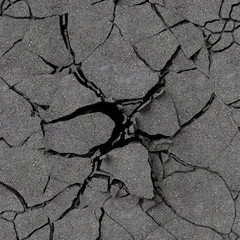 3d render, digital illustration, abstract broken wall, cracked concrete, destroyed blocks, black...
