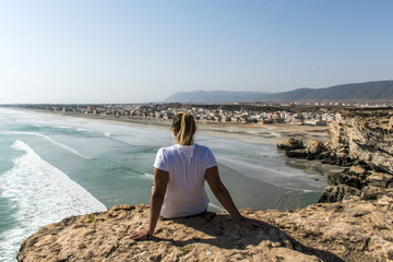 girl coastside view Taqah plateau City Salalah Dhofar Sultanate Oman 2