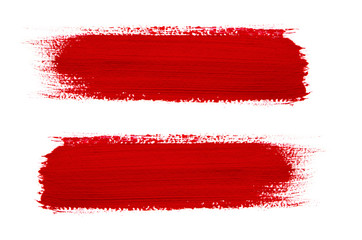 Red brush stroke isolated on grunge background - 127611683