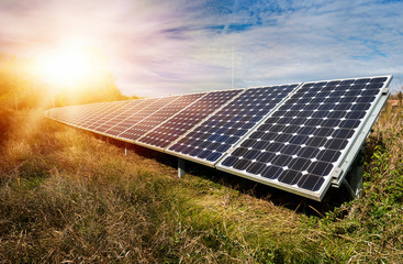 Solar panel, photovoltaic, alternative electricity source - selective focus, copy space
