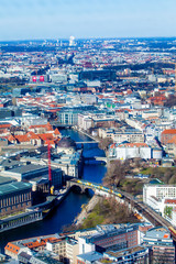 Aerial bird eye view of the city of Berlin Germany.  Berlin skyl
