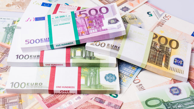 cash money. euro bills. Euro currency money