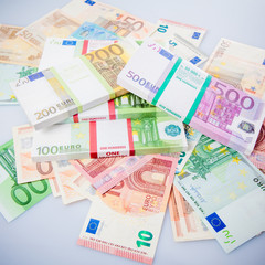 Lots of cash money.  Euros. euro money banknotes. Money Euro bac