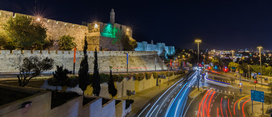 Night panorama of Jerusalem city, Israel