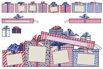 Fototapeta premium Hand painted cardboard gift boxes. Cartoon style vector graphic.
