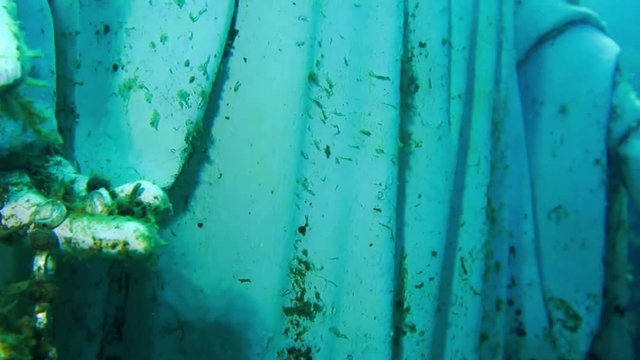 Underwater Virgin Mary statue