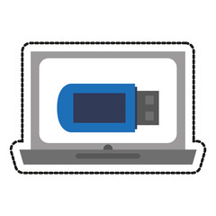 Laptop and usb icon. Device gadget technology and electronic theme. Isolated design. Vector illustration