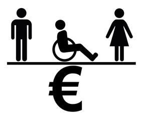 Equal Job Equal Pay. Concept sign against discrimination at work
