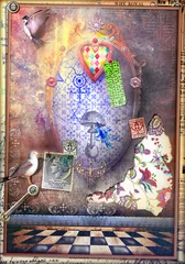 Papier Peint photo autocollant Imagination Miroir ensorcelé avec champignon magique et coeur