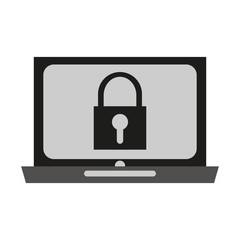 Padlock inside laptop icon. Security system warning protection and danger theme. Isolated design. Vector illustration