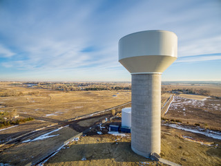 water tower aerial view - obrazy, fototapety, plakaty